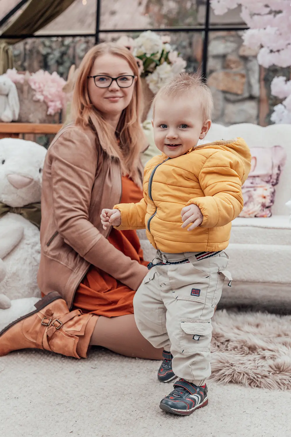 Minisesja boho ruda mama i syn w szklarni kolory ziemi